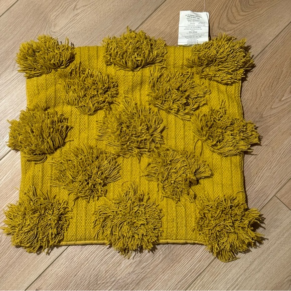 MUSTARD POMS CUSHION  Pillow COVER 18” - Picture 7 of 8